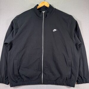 Nike Club Bomber Fleece Jacket Men 2XL Black Full Zip Embroidered Swoosh Comfort